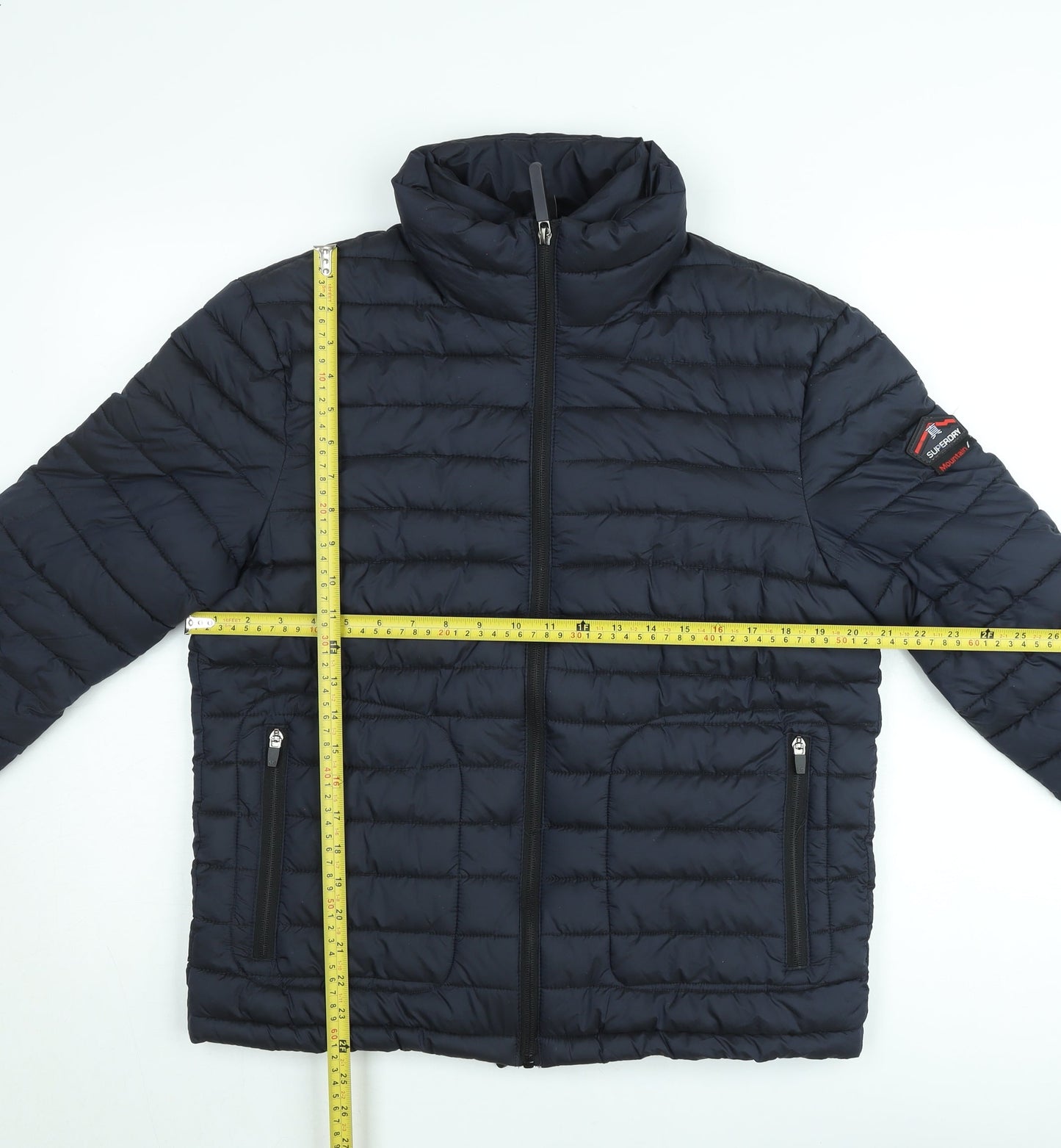 Superdry Men’s Blue Puffer Jacket M Lightweight Full Zip Outdoor Coat