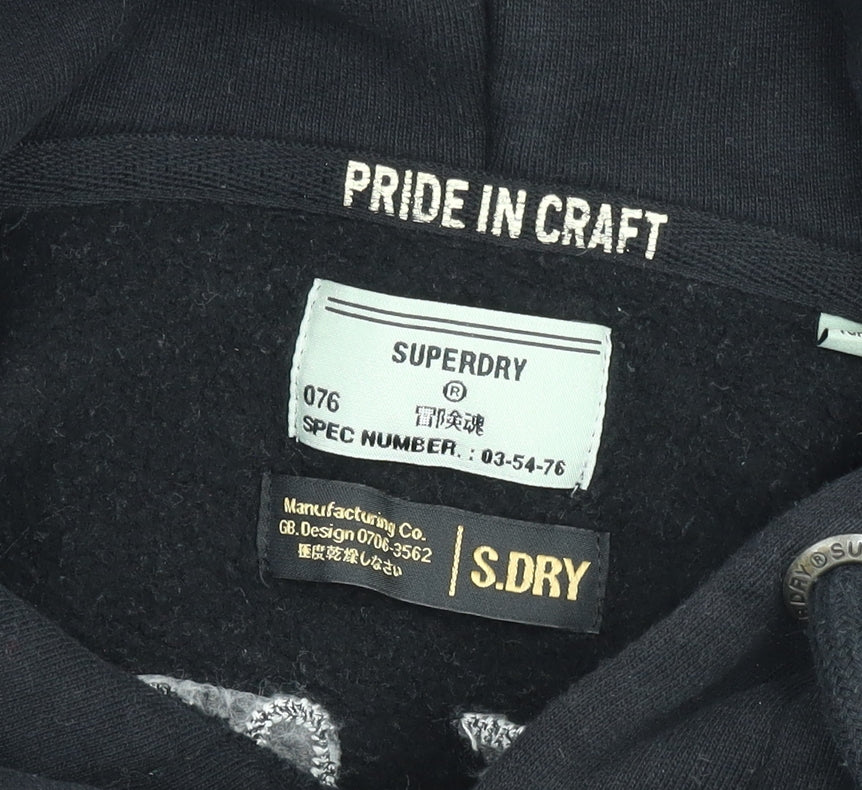 Superdry Womens Black Embroidered Pullover Hoodie Size M