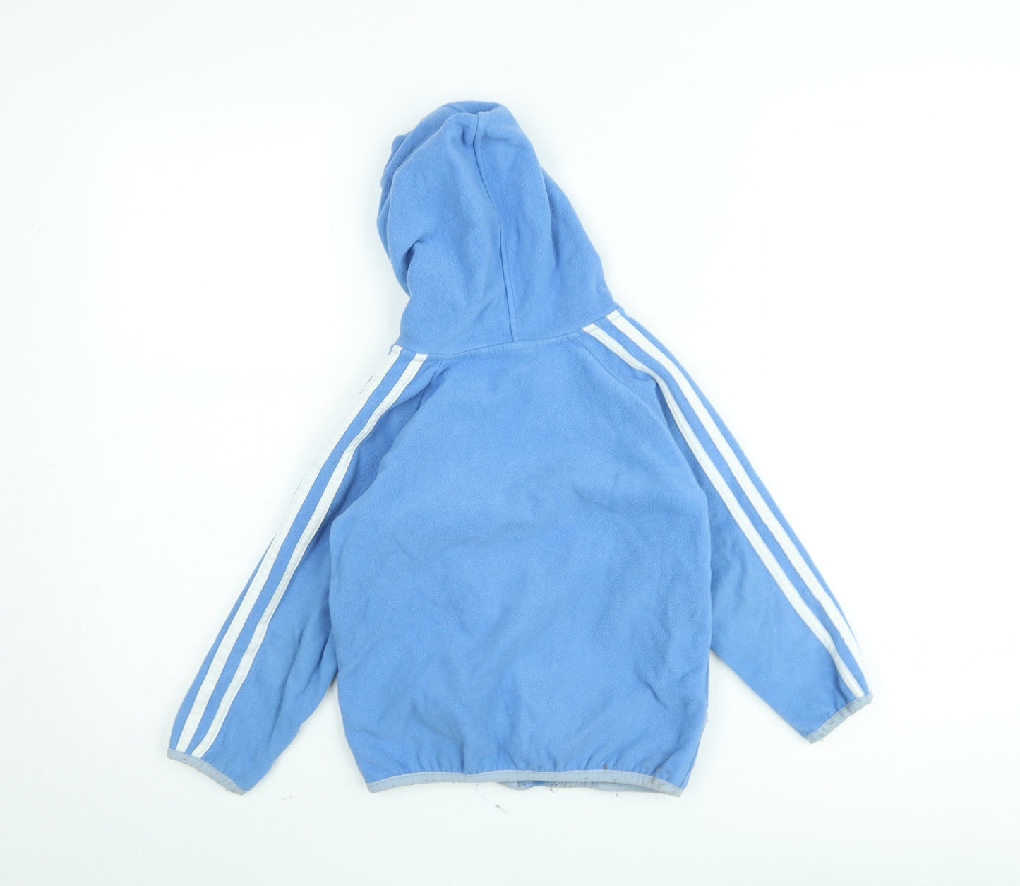 Adidas Boys Blue Hooded Full Zip Track Jacket 6-7 Years Fleece Lined