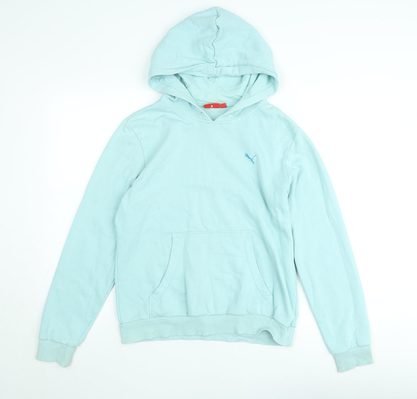 Puma Women's Light Blue Pullover Hoodie UK 14 L Cotton Casual