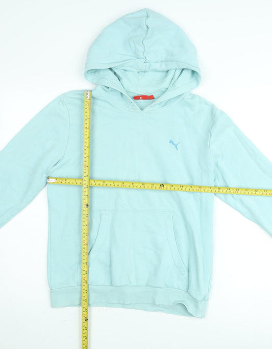Puma Women's Light Blue Pullover Hoodie UK 14 L Cotton Casual