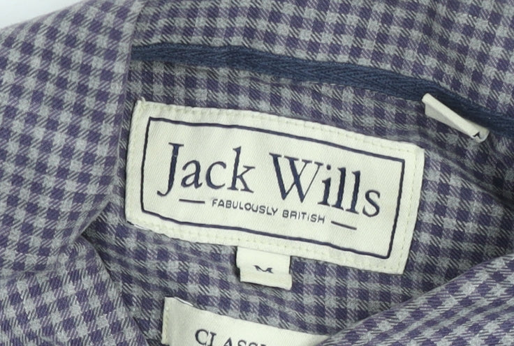 Jack Wills Men's Blue Check Classic Cotton Long Sleeve Button-Up Shirt Size M