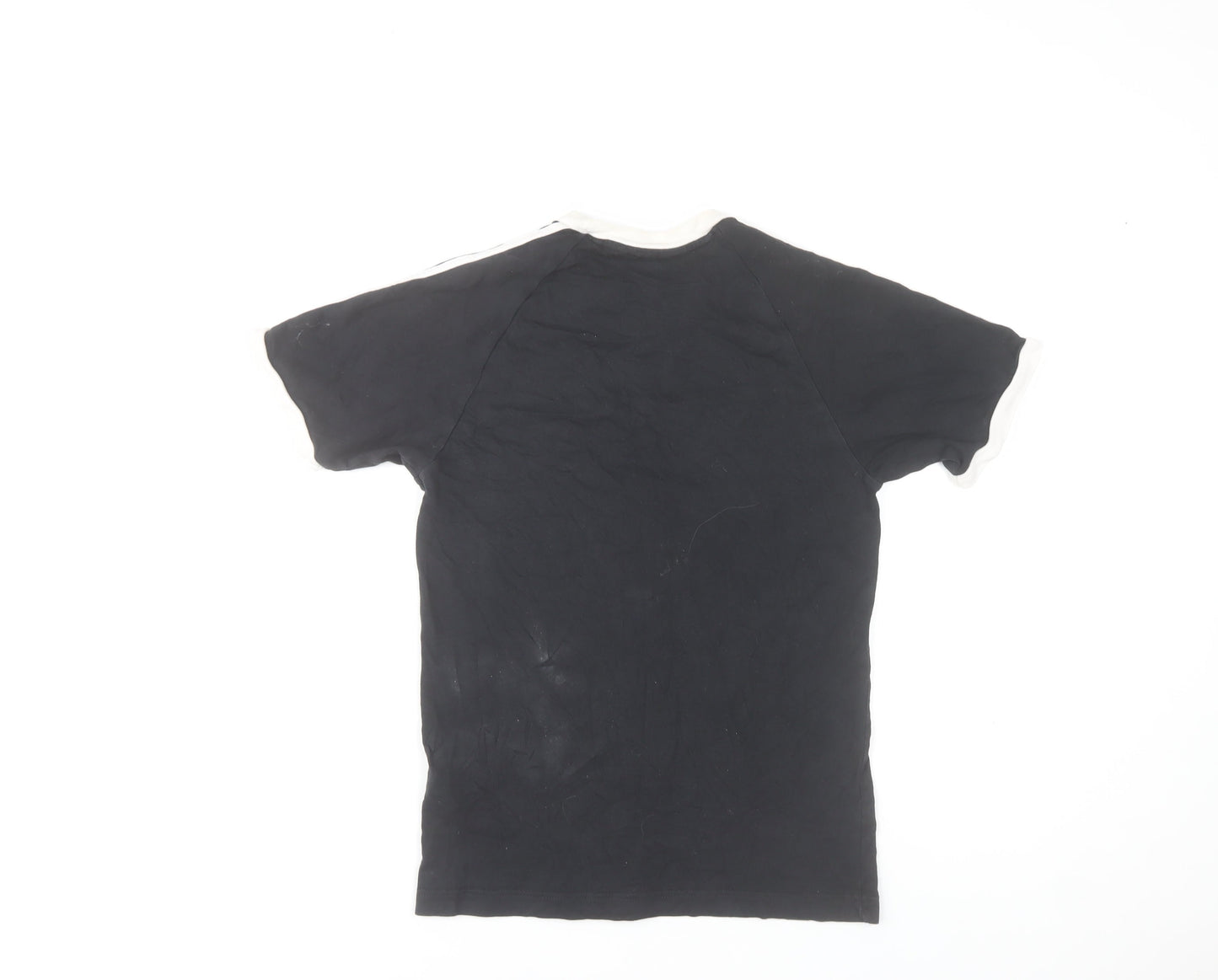Adidas Womens Black XS 3-Stripes Cotton Crew Neck T-Shirt