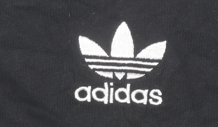 Adidas Womens Black XS 3-Stripes Cotton Crew Neck T-Shirt