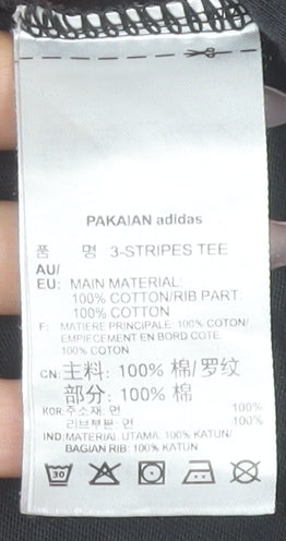 Adidas Womens Black XS 3-Stripes Cotton Crew Neck T-Shirt