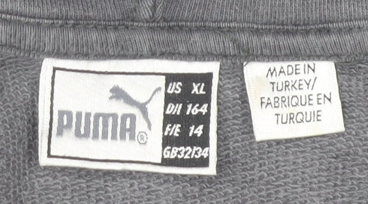 Puma Men's Grey XL Full Zip Hoodie with Logo Graphic Print