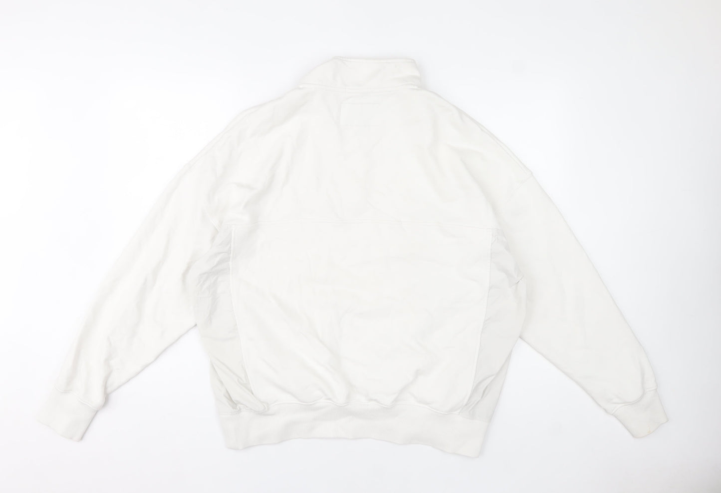 Jack Wills Men's White Relaxed Fit 1/4 Zip Pullover Sweatshirt L