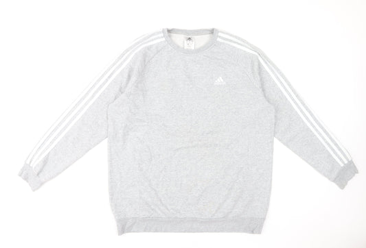 Adidas Women Grey Crew Neck Pullover Sweatshirt Size 12-14