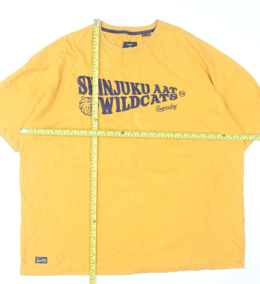 Superdry Women's Yellow Crew Neck Sports T-Shirt Size 14