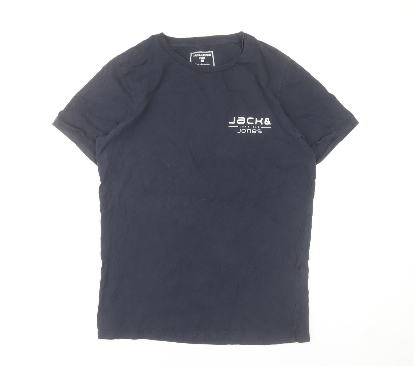 Jack & Jones Men's Blue Cotton Crew Neck T-Shirt Size S