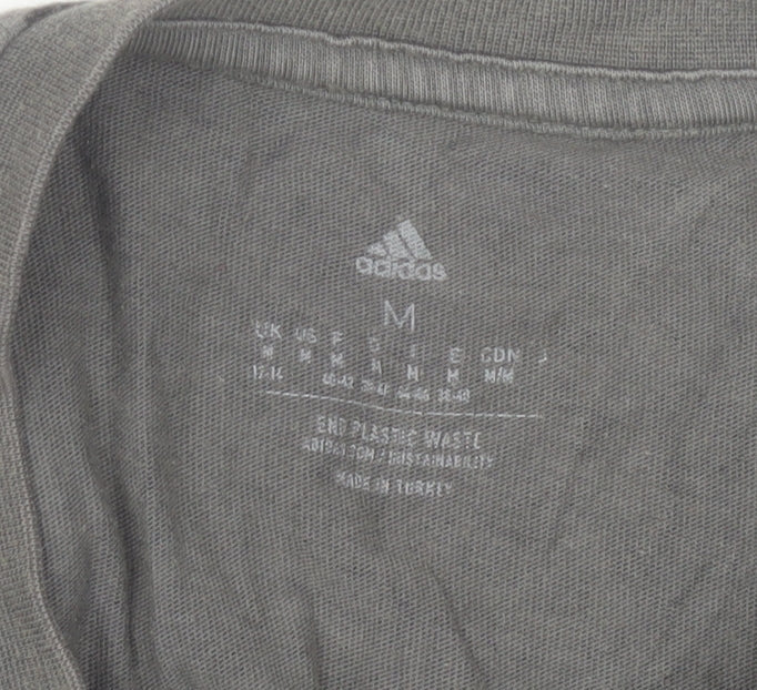 Adidas Womens Grey Animal Print Cotton T-Shirt Medium