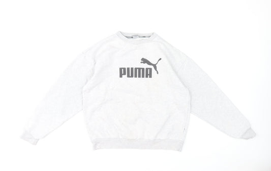 Puma Men's Grey Medium Sweatshirt Pullover Crew Neck Logo Sportswear
