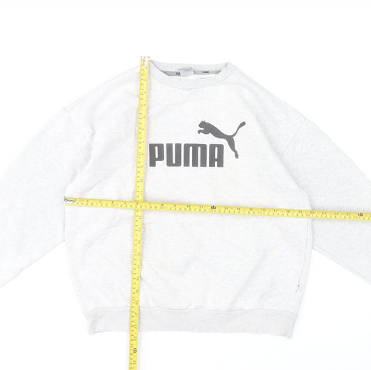 Puma Men's Grey Medium Sweatshirt Pullover Crew Neck Logo Sportswear