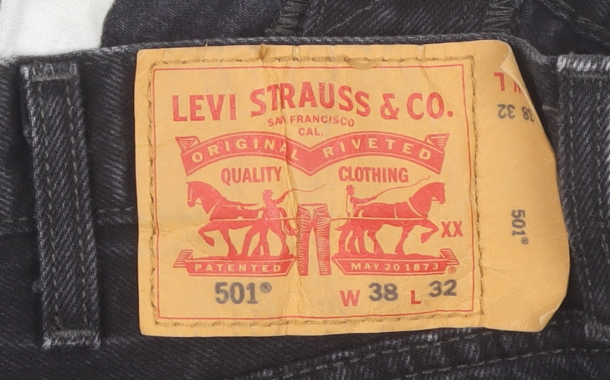Levi's 501 Men's Black Denim Straight Leg Jeans W38 L32