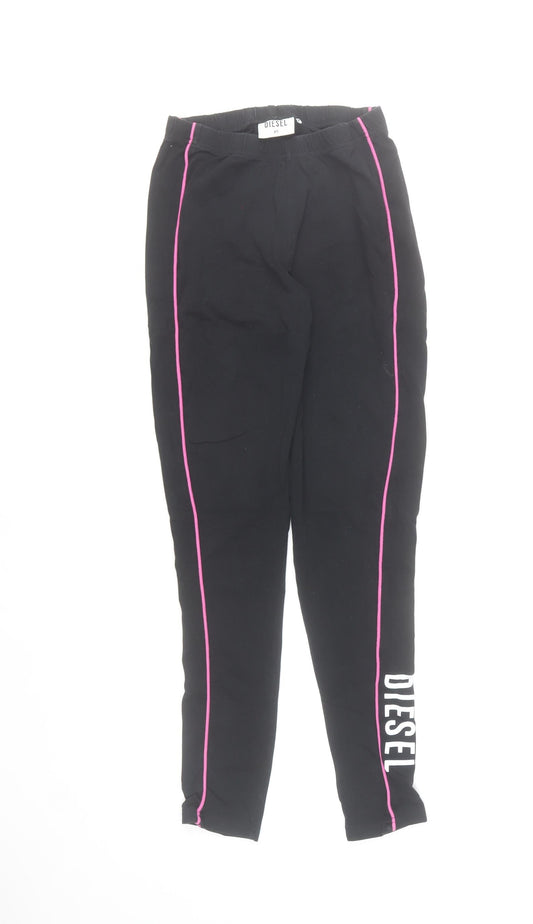 Diesel Womens Black XS Leggings with Pink Side Stripe