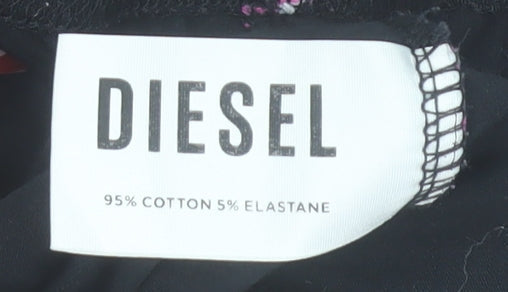 Diesel Womens Black XS Leggings with Pink Side Stripe