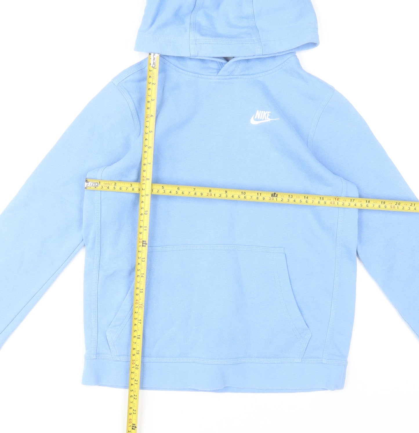 Nike Boys Blue Pullover Hoodie Size L 147-158cm Cotton Blend Casual