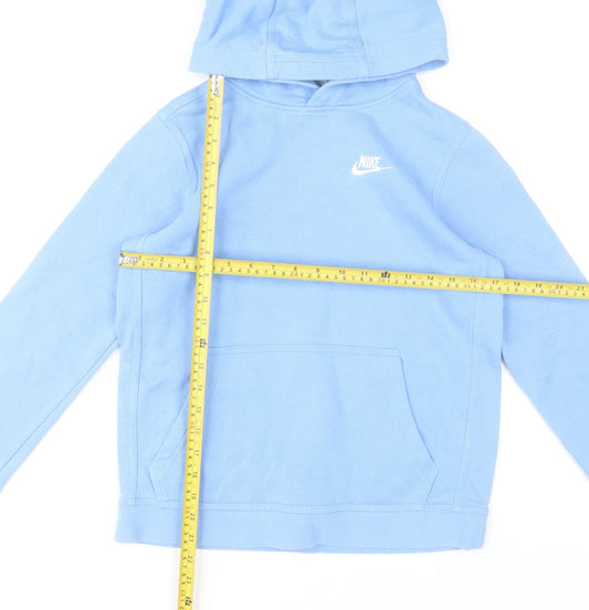 Nike Boys Blue Pullover Hoodie Size L 147-158cm Cotton Blend Casual