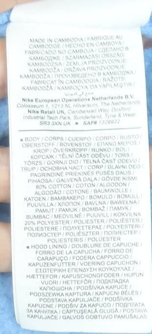 Nike Boys Blue Pullover Hoodie Size L 147-158cm Cotton Blend Casual