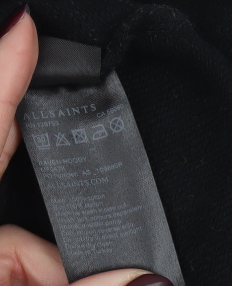 AllSaints Men’s Black Full Zip Hoodie Size M Cotton Fleece