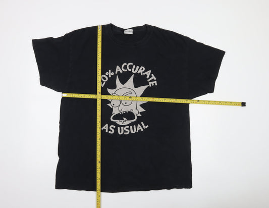 Rick and Morty Men's Black XL Graphic Funny Cartoon T-Shirt