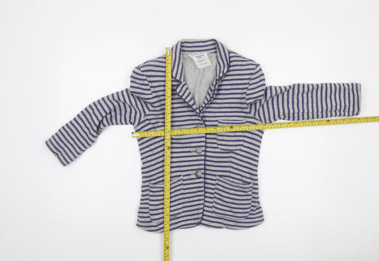Next Women Grey Striped Cotton Jersey Blazer Size 8