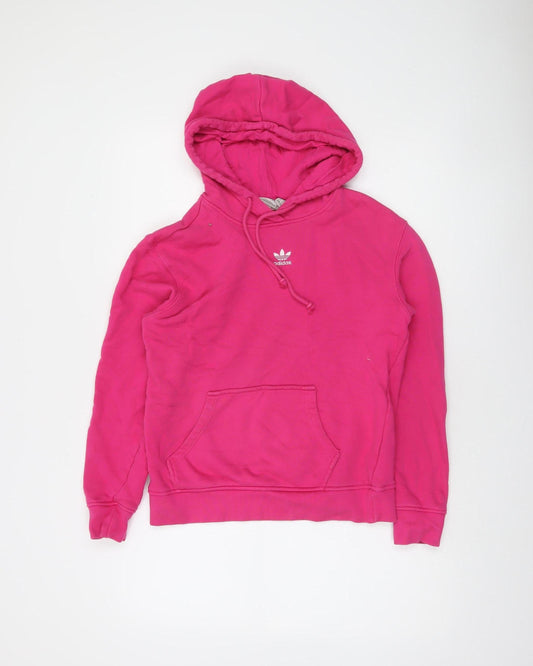 Adidas Women’s Pink Hooded Pullover Hoodie UK 8 Cotton Casual
