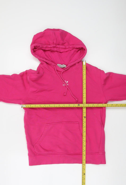 Adidas Women’s Pink Hooded Pullover Hoodie UK 8 Cotton Casual