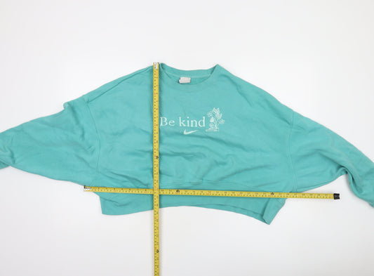 Nike Women’s Turquoise 'Be Kind' Cropped Sweatshirt Size S Relaxed Fit