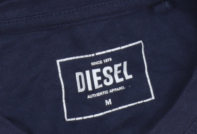 Mens UK Size M Diesel Blue Cotton T-Shirt