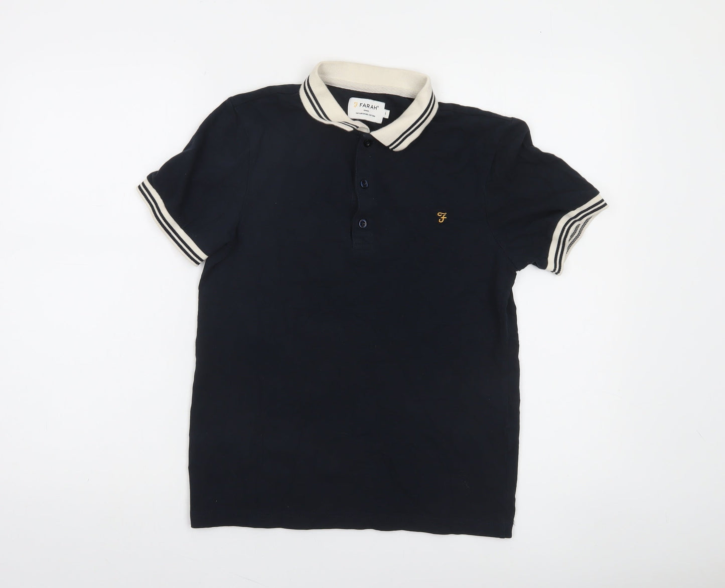 Farah Women Black Cotton Polo Shirt Small Casual Short Sleeve