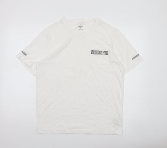 Calvin Klein Mens White Performance Logo T-Shirt Size L