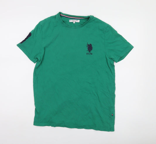 Mens UK Size S U.S. Polo Assn. Green Cotton T-Shirt