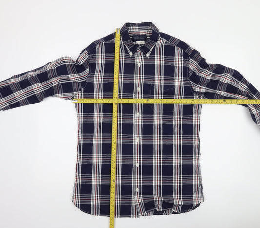 Jack & Jones Men’s Blue Checked Cotton Long Sleeve Button-Up Shirt L