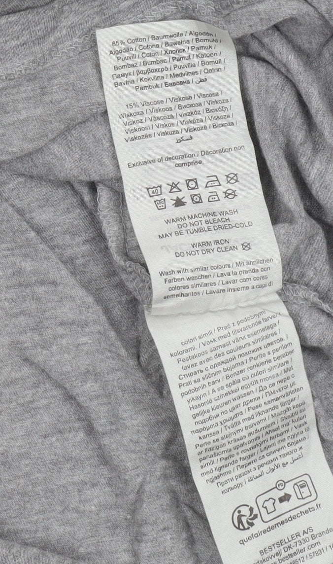 Jack & Jones Men's Grey Crew Neck Short Sleeve Cotton Blend T-Shirt Size L