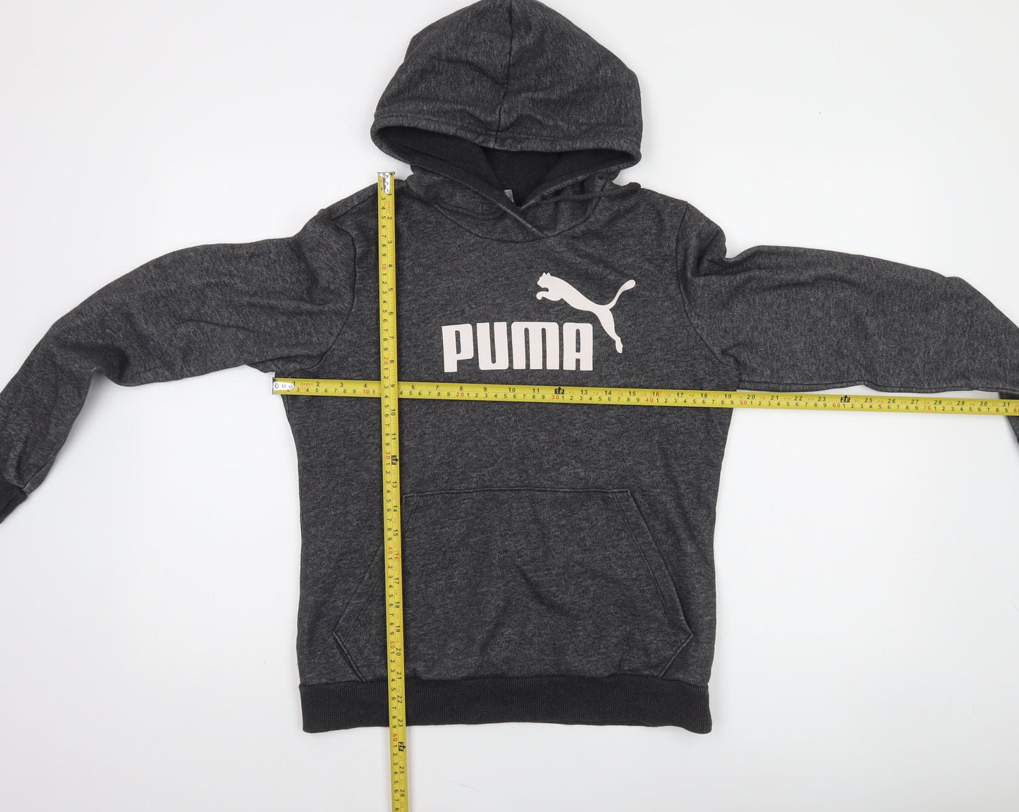 Puma Women's Charcoal Hooded Pullover Sweatshirt Size 12 UK Cotton Blend