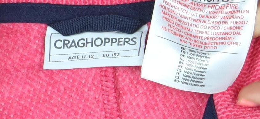Craghoppers Girls Pink 11-12 Years Fleece Colourblock 1/2 Zip Sweatshirt