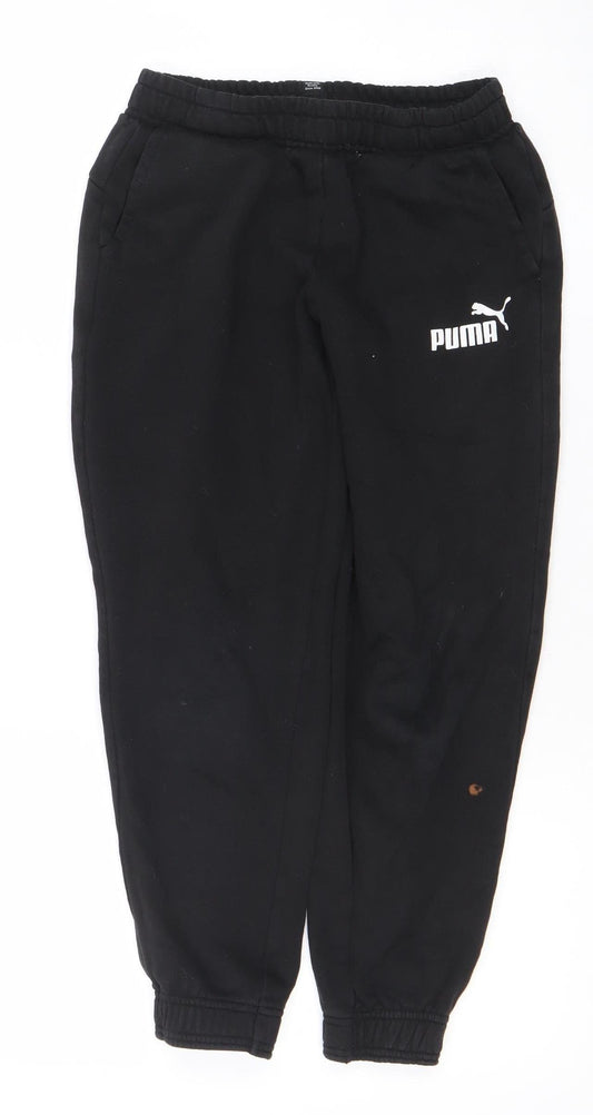 Puma Boys Black Jogger Activewear Sweatpants 12 Years Fleece Tapered Fit