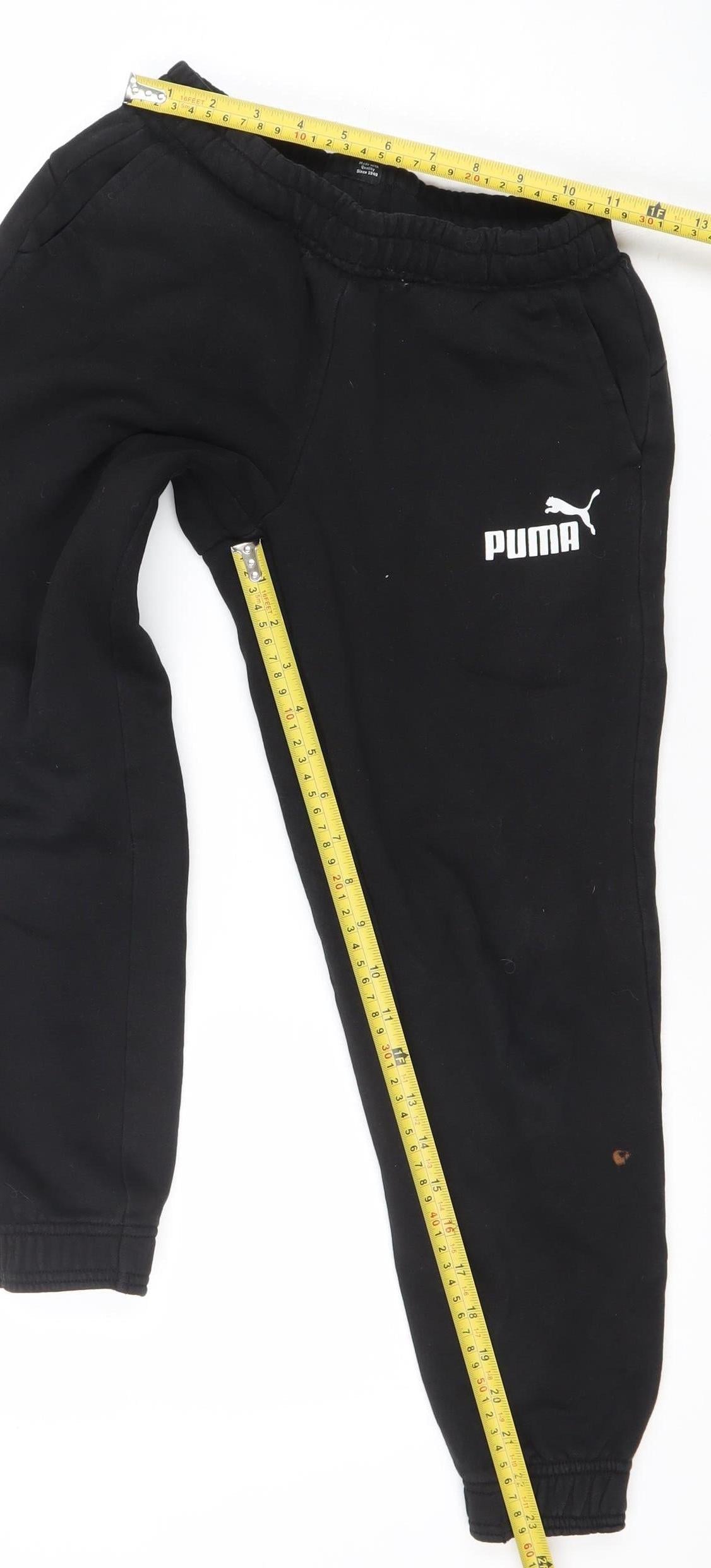 Puma Boys Black Jogger Activewear Sweatpants 12 Years Fleece Tapered Fit