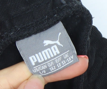 Puma Boys Black Jogger Activewear Sweatpants 12 Years Fleece Tapered Fit