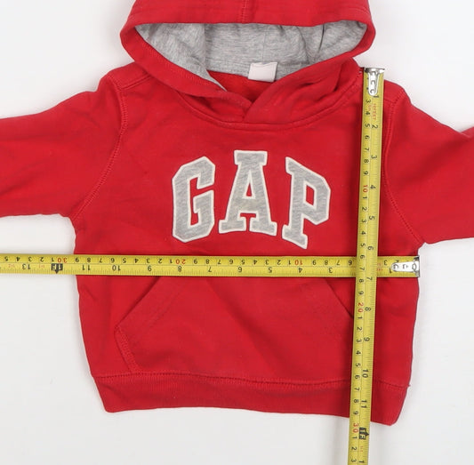 GAP Baby Unisex Red Hooded Classic Logo Fleece Jacket 6-12 Months