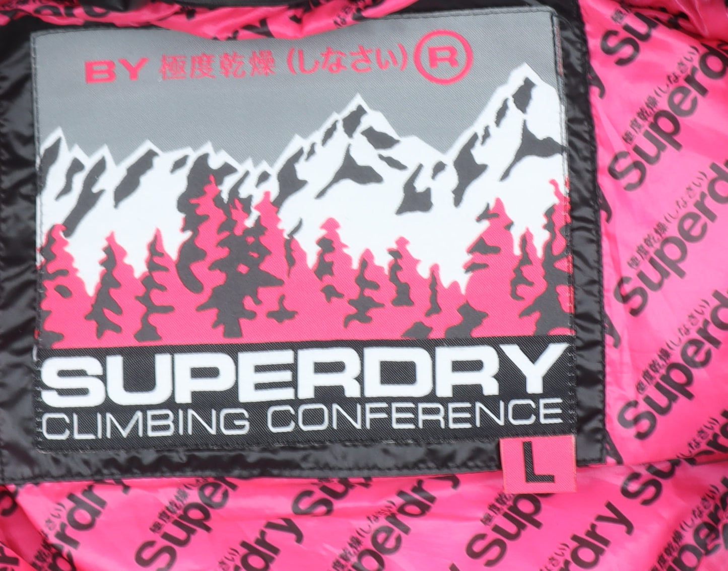 Superdry Women Grey Fur Trim Hooded Puffer Jacket L