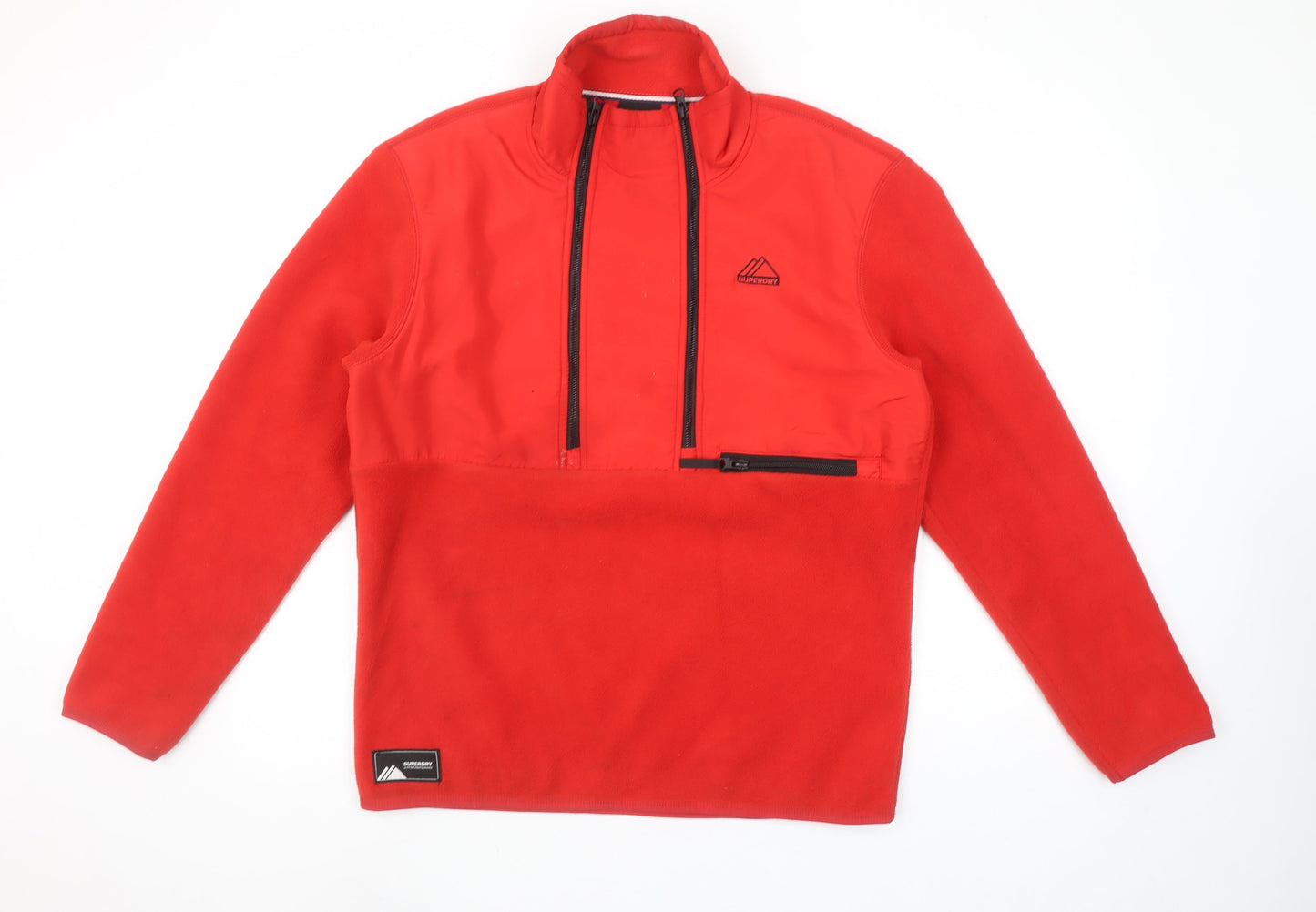 Superdry Men's Red Fleece 1/4 Zip Pullover Sweatshirt Size S