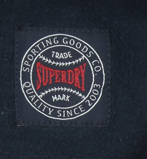 Superdry Men's Blue Pullover Hoodie L Graphic Print Athletic Style