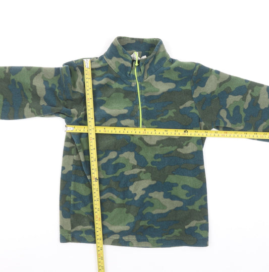 Mountain Warehouse Boys Green Camouflage Fleece 1/4 Zip Pullover Sweatshirt 9-10 Years