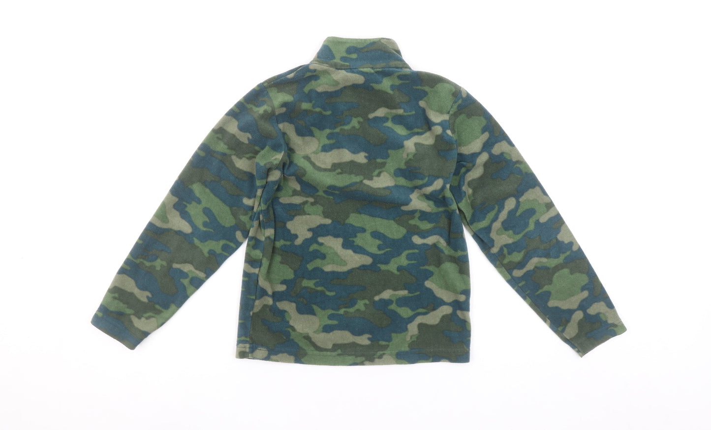 Mountain Warehouse Boys Green Camouflage Fleece 1/4 Zip Pullover Sweatshirt 9-10 Years