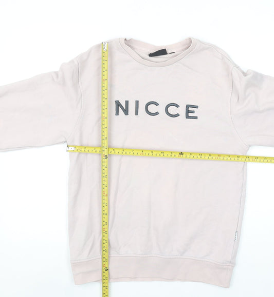 Nicce Men's Beige Logo Sweatshirt Size M Pullover Crew Neck