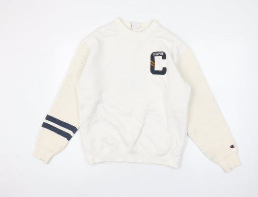 Champion Men's Beige XS Sweatshirt Crew Neck Logo Pullover