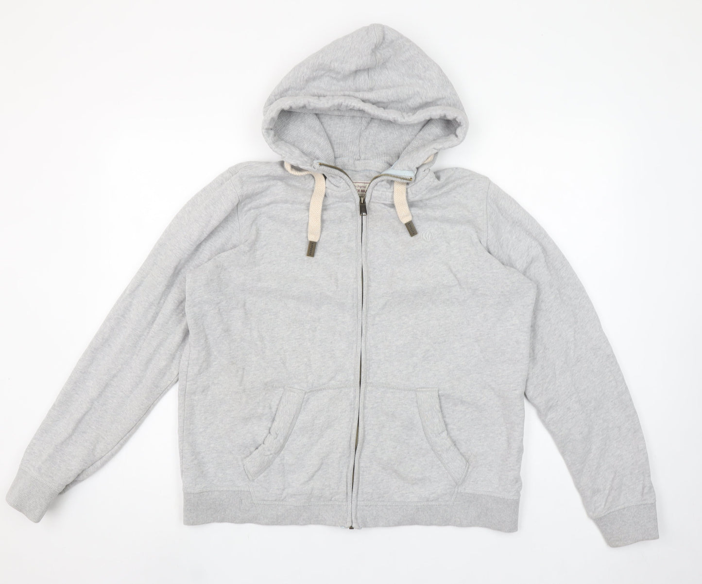 Fat Face Women Grey Full Zip Hoodie Size 14 Organic Cotton Casual
