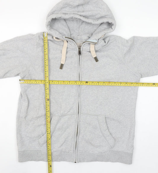 Fat Face Women Grey Full Zip Hoodie Size 14 Organic Cotton Casual